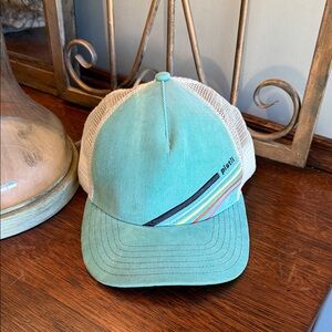 Pistil Turquoise Mesh Trucker Hat with Rainbow Stripe